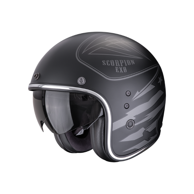 CASCO SCORPION BELFAST EVO DAWG NEGRO / PLATA MATE