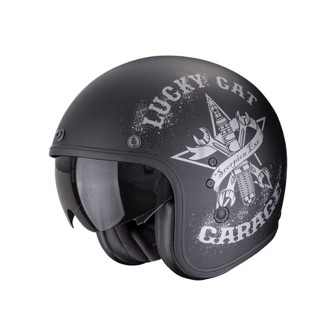CASCO SCORPION BELFAST EVO HANGAR NEGRO / PLATA MATE