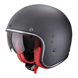 CASCO SCORPION BELFAST EVO CARBON SOLID  NEGRO MATE / ROJO