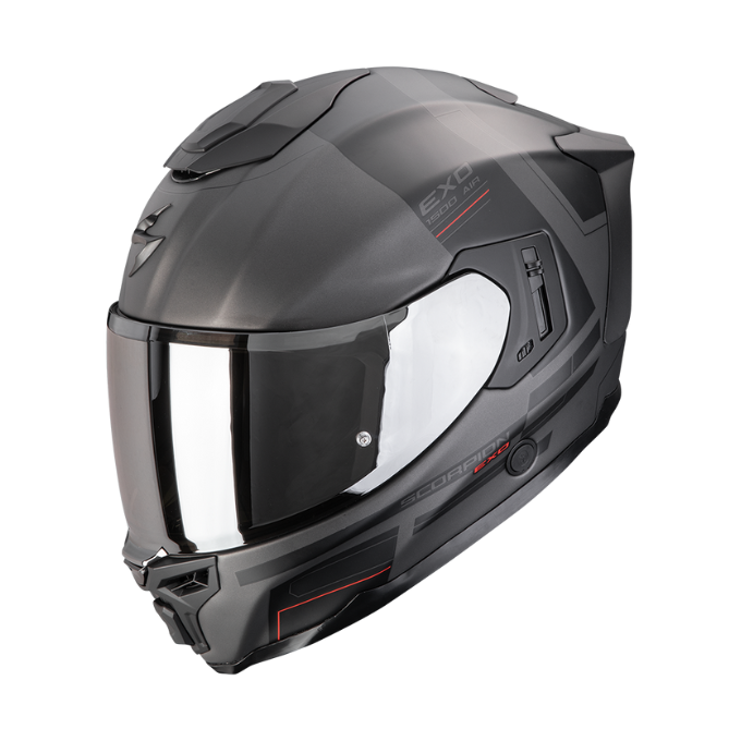 CASCO SCORPION EXO-1500 AIR DUAL PLATA MATE / NEGRO / ROJO