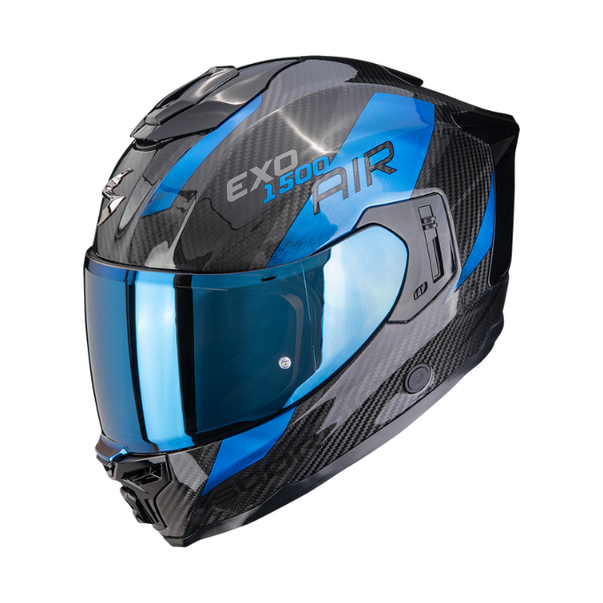 CASCO SCORPION EXO-1500 CARBON AIR PLATTED NEGRO / AZUL