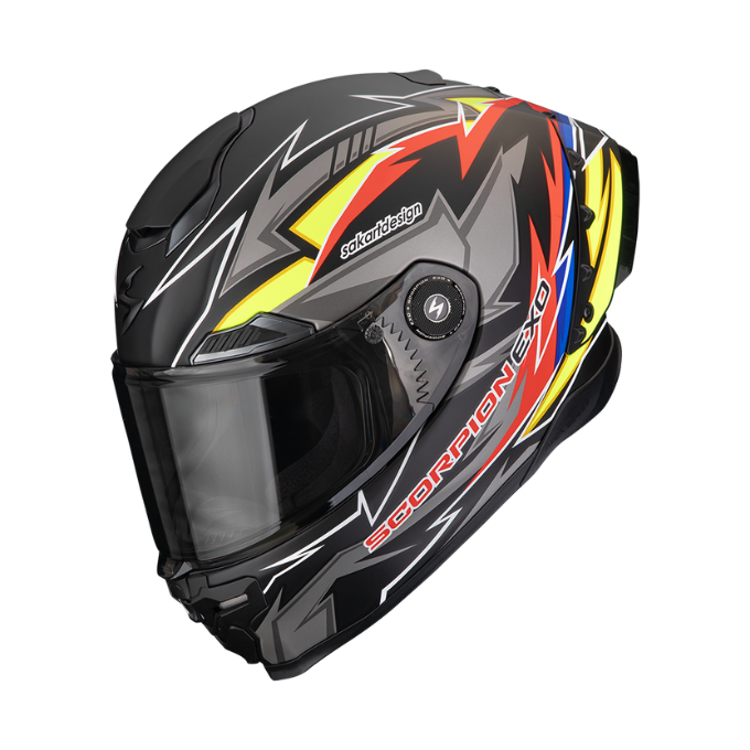 CASCO SCORPION EXO-RACE AIR MOVE ON NEGRO / ROJO / AMARILLO MATE