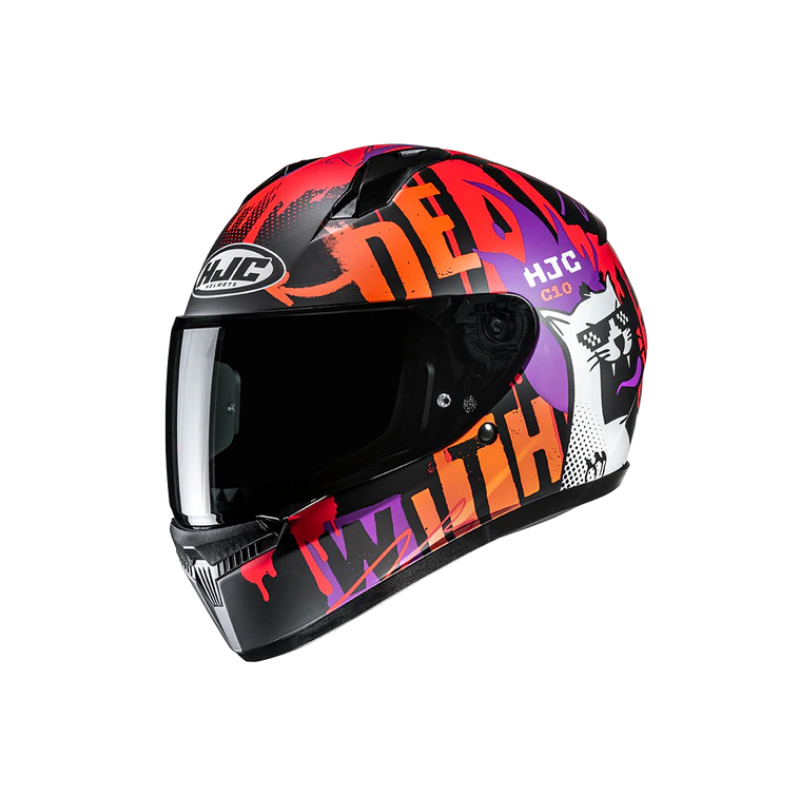 CASCO HJC C10 FOP NEGRO / NARANJA  / MORADO