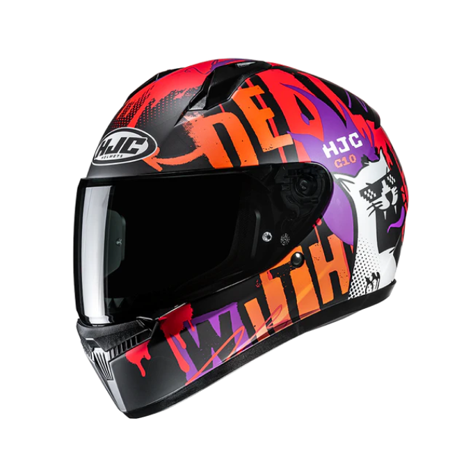 CASCO HJC C10 FOP NEGRO / NARANJA  / MORADO