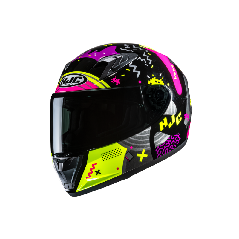 CASCO HJC Y10 MIKA NEGRO / MORADO / AMARILLO