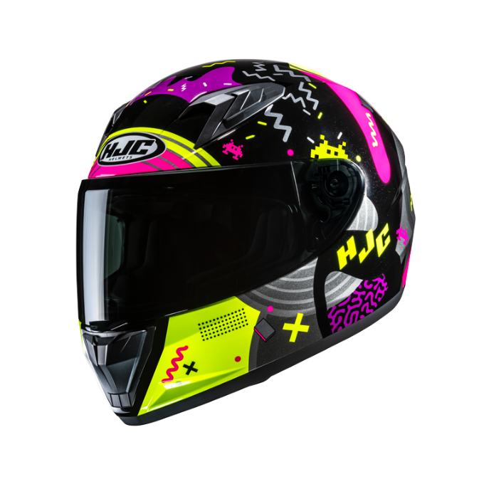CASCO HJC Y10 MIKA NEGRO / MORADO / AMARILLO