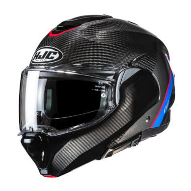 CASCO MODULAR F100 CARBON STAN AZUL / ROJO