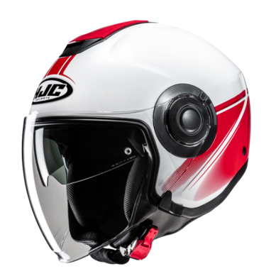 CASCO JET HJC I40N PYLE BLANCO / VERDE / ROJO