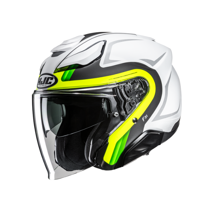 CASCO JET HJC F31 BASK BLANCO / AMARILLO NEON