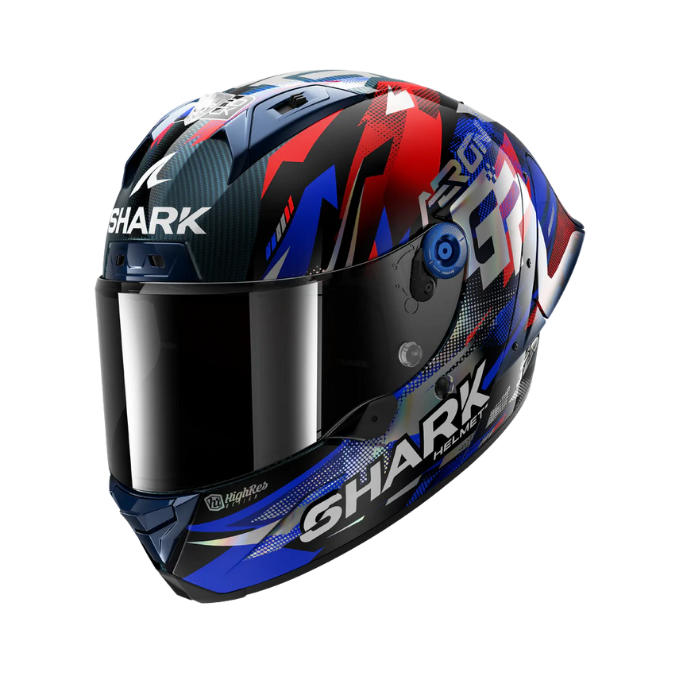CASCO SHARK REPLICA AERON GP FIM RACING ZARCO VICTORY 2025 CARBONO AZUL CROMADO