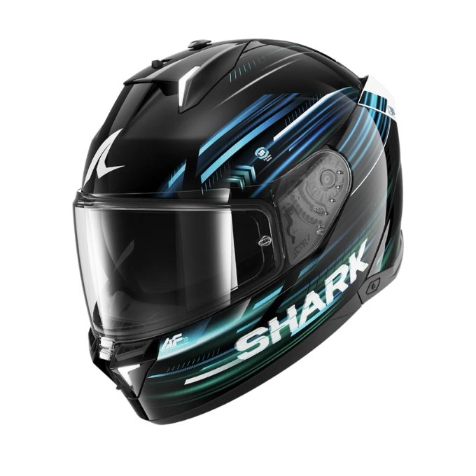 CASCO SHARK SKWAL - i3 LIGHT-BLUR Negro Azul Verde