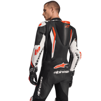 MONO DE PIEL 1 PIEZA HOMBRE ALPINESTARS RACING GP TECH V5 NEGRO / ROJO FLUOR
