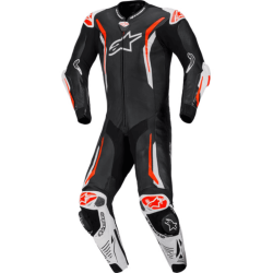 MONO DE PIEL 1 PIEZA HOMBRE ALPINESTARS RACING GP TECH V5 NEGRO / ROJO FLUOR