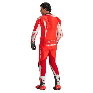 MONO DE PIEL 1 PIEZA HOMBRE ALPINESTARS RACING GP TECH V5 BLANCO / ROJO FLUOR