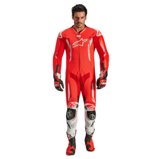 MONO DE PIEL 1 PIEZA HOMBRE ALPINESTARS RACING GP TECH V5 BLANCO / ROJO FLUOR
