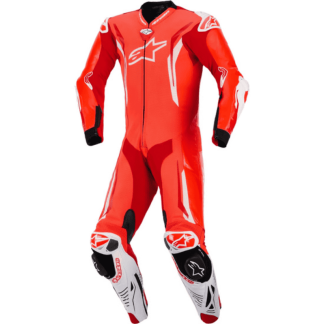 MONO DE PIEL 1 PIEZA HOMBRE ALPINESTARS RACING GP TECH V5 BLANCO / ROJO FLUOR