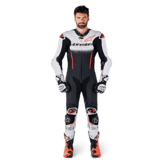 MONO DE PIEL 1 PIEZA HOMBRE ALPINESTARS RACING GP-R7 NEGRO / BLANCO / ROJO FLUOR