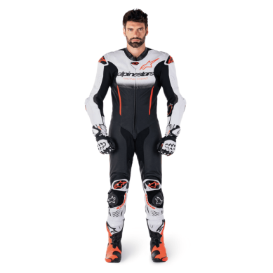 MONO DE PIEL 1 PIEZA HOMBRE ALPINESTARS RACING GP-R7 NEGRO / BLANCO / ROJO FLUOR