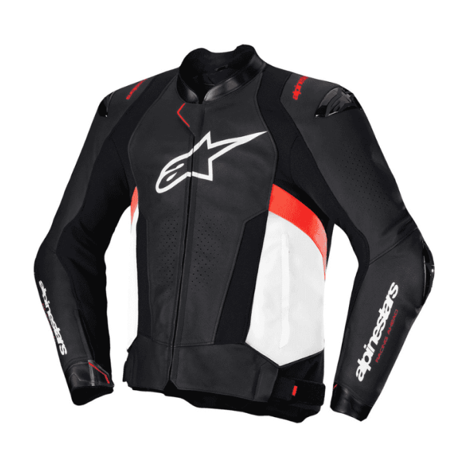 CHAQUETA DE CUERO ALPINESTARS MISSILE V3 NEGRO / BLANCO / ROJO NEON