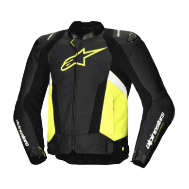 CHAQUETA DE CUERO ALPINESTARS MISSILE V3 AIRFLOW NEGRO / BLANCO / AMARILLO NEÓN