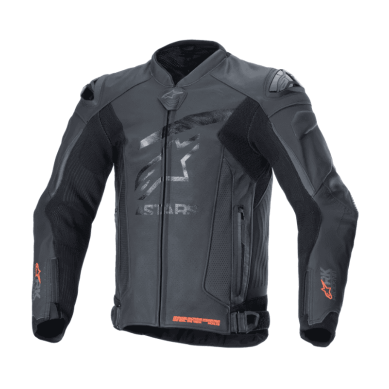 CHAQUETA DE CUERO ALPINESTARS GP PLUS R V4 RIDEKNIT NEGRO / ROJO FLUOR