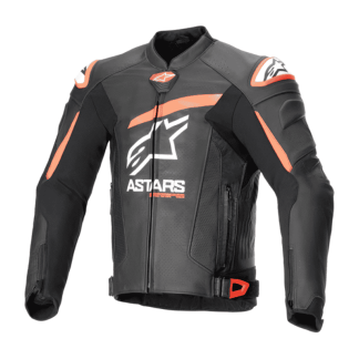 CHAQUETA DE CUERO ALPINESTARS GP PLUS R V4 AIRFLOW NEGRO / ROJO FLUOR