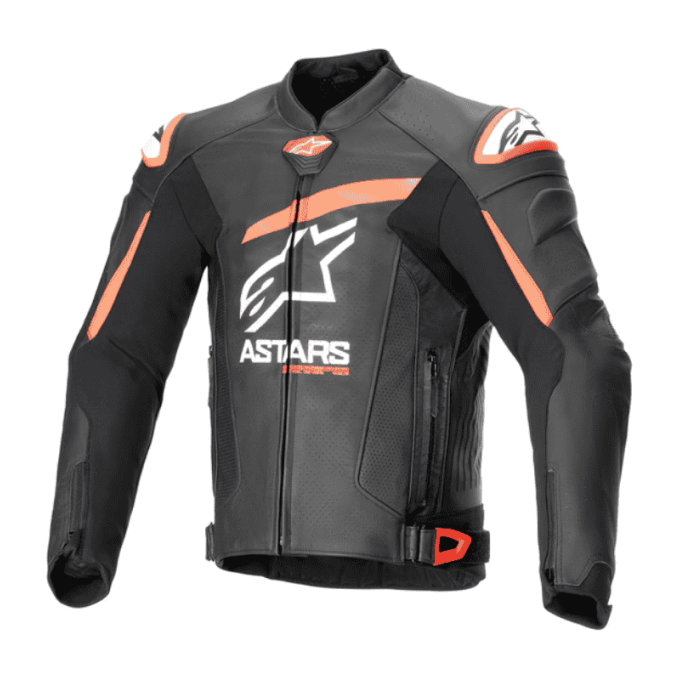 CHAQUETA DE CUERO ALPINESTARS GP PLUS R V4 AIRFLOW NEGRO / ROJO FLUOR