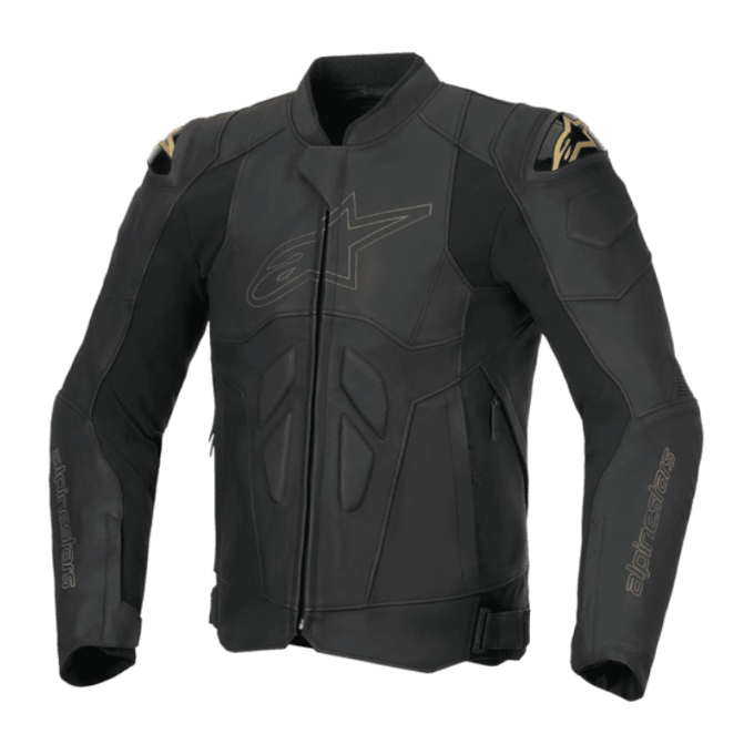 CHAQUETA DE CUERO ALPINESTARS DUSK NEGRO / DORADO