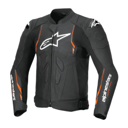 CHAQUETA DE CUERO ALPINESTARS DUSK AIRFLOW NEGRO / ROJO FLUOR