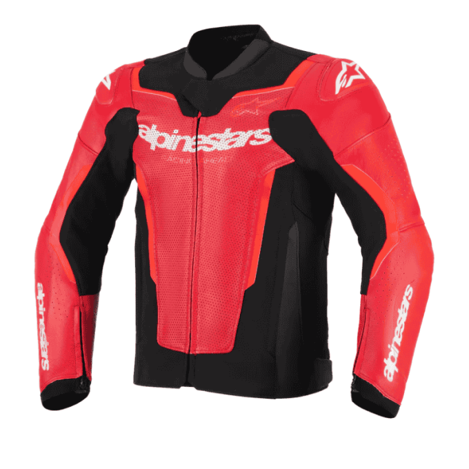 CHAQUETA DE CUERO ALPINESTARS GP FORCE V2  AIRFLOW BLANCO/ NEGRO