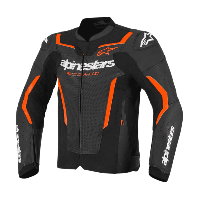 CHAQUETA DE CUERO ALPINESTARS GP FORCE V2 AIRFLOW NEGRO / ROJO NEÓN