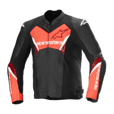 CHAQUETA DE CUERO ALPINESTARS FASTER V3 AIRFLOW NEGRO / ROJO NEON