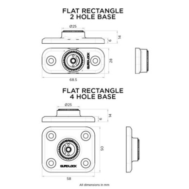 Base rectangular de 4 agujeros Quad Lock 360
