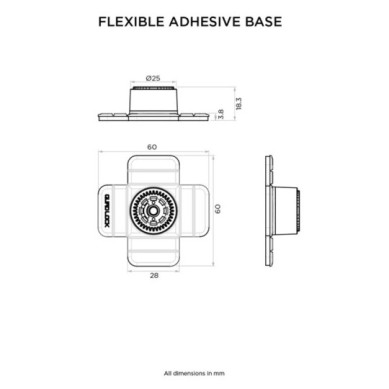 Base adhesiva flexible Quad Lock 360