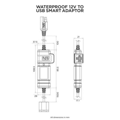 Adaptador impermeable Quad Lock de 12V a USB