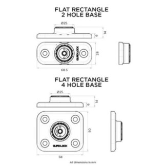 Base rectangular de 2 agujeros Quad Lock 360